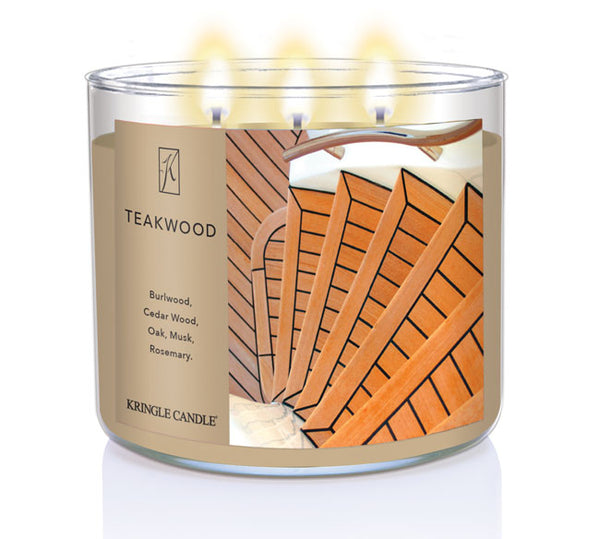 Kringle Candle Teakwood 3-Wick Candle
