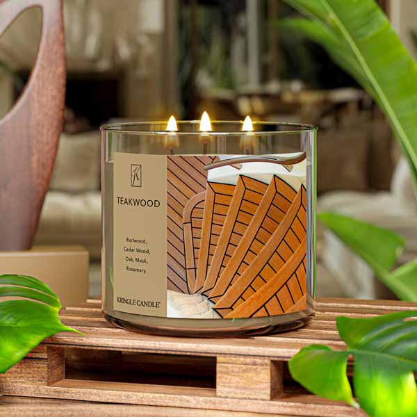 Kringle Candle Teakwood 3-Wick Candle