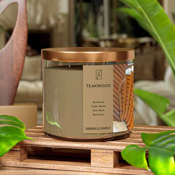 Kringle Candle Teakwood 3-Wick Candle