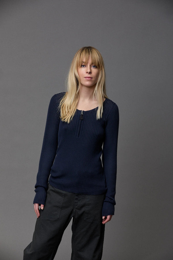 kristensen du nord Cashmere Merino Zip Scoop Neck