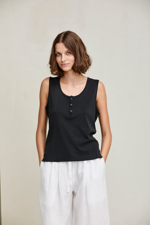 Kristensen Du Nord Cotton Rib Placket Top