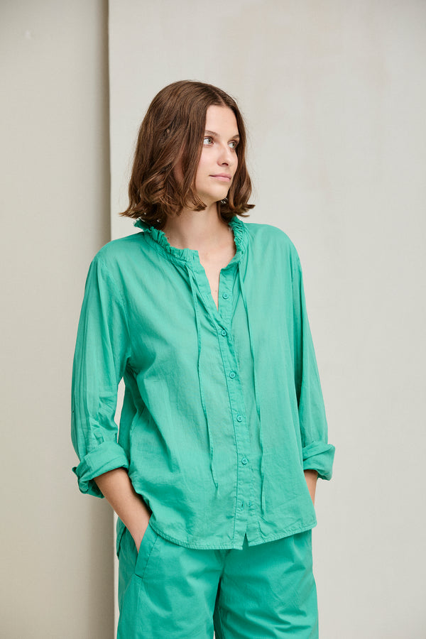 Kristensen Du Nord Cotton Voile Ruffled Shirt