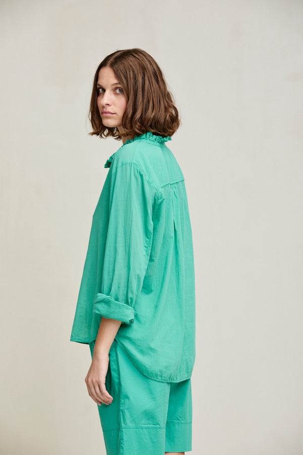 Kristensen Du Nord Cotton Voile Ruffled Shirt