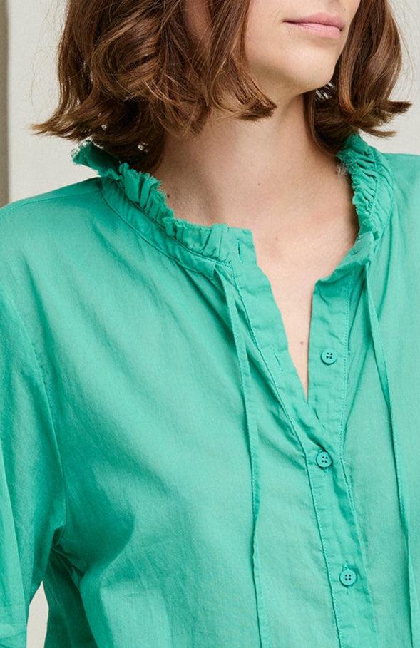 Kristensen Du Nord Cotton Voile Ruffled Shirt