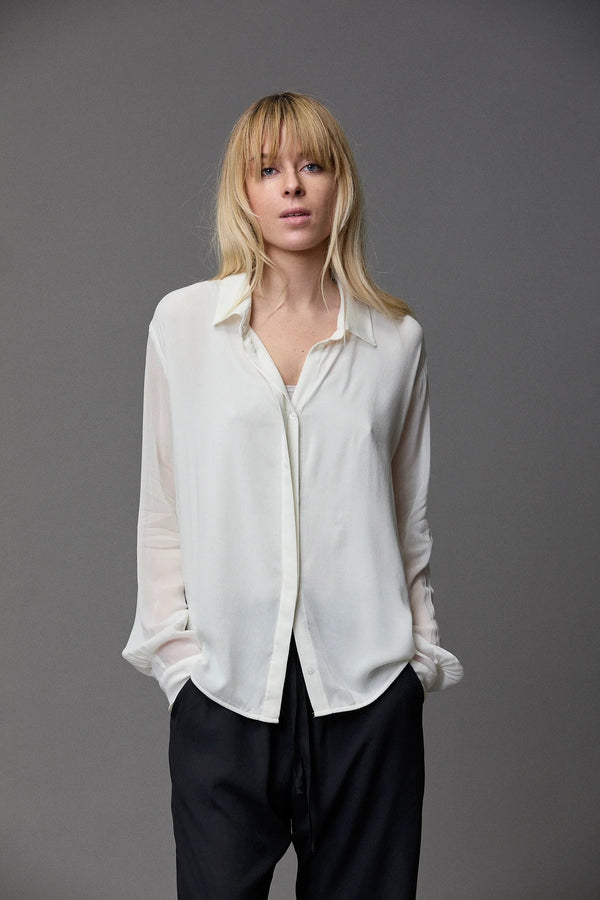 Kristensen Du Nord Silk Georgette PinTuck Shirt