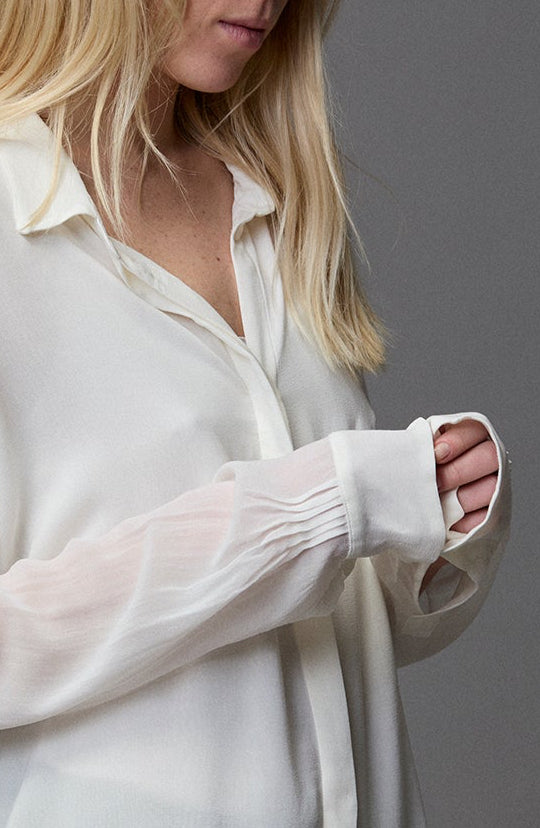 Kristensen Du Nord Silk Georgette PinTuck Shirt