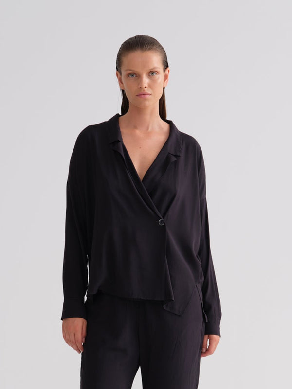 Kristensen Du Nord Silk Satin Blazer Shirt