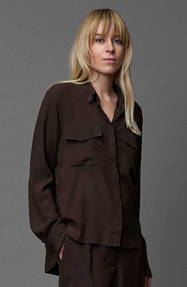 kristensen du nord Silk Satin Cargo Shirt
