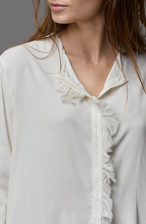 Kristensen Du Nord Silk Satin Frill Shirt