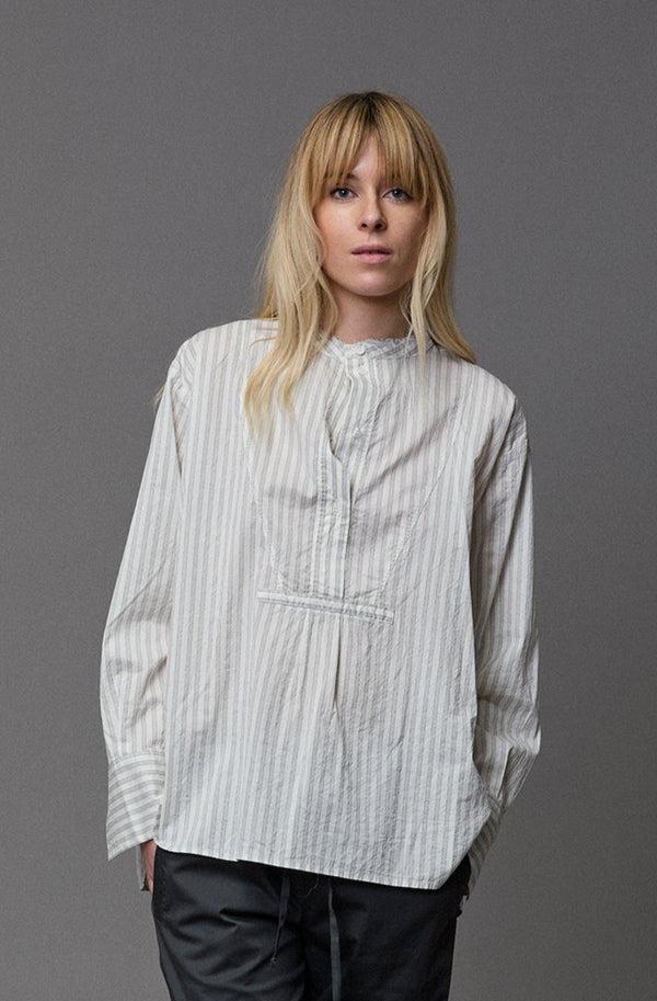 Kristensen Du Nord Striped Silk Cotton Tux Shirt