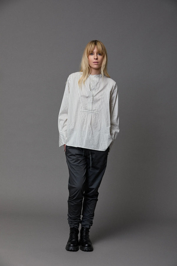 kristensen du nord Striped Silk Cotton Tux Shirt