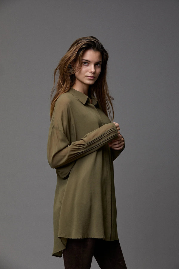Kristensen Du Nord Silk Georgette PinTruck Oversize Shirt