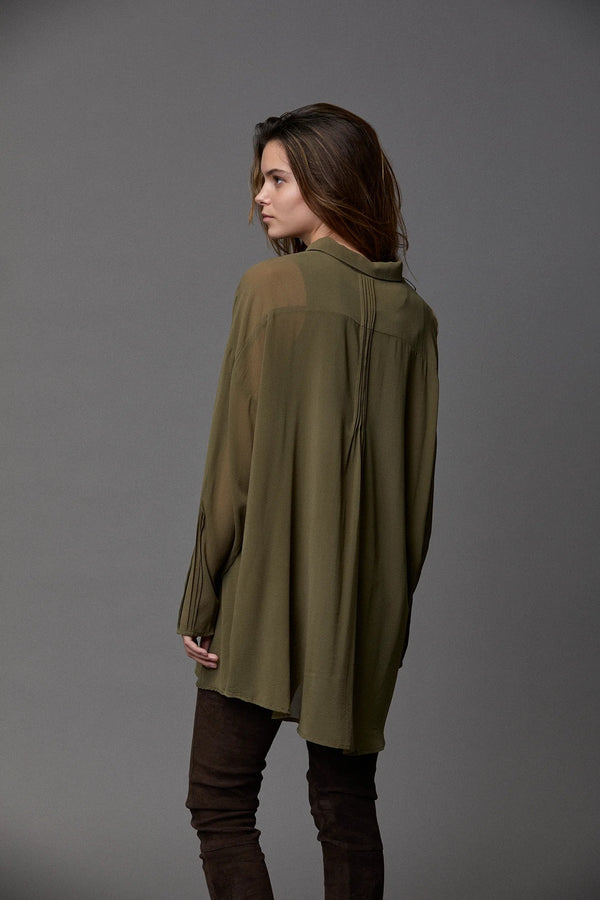 Kristensen Du Nord Silk Georgette PinTruck Oversize Shirt