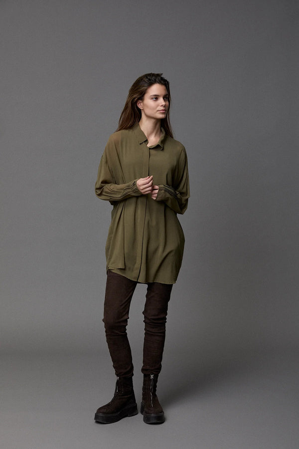 Kristensen Du Nord Silk Georgette PinTruck Oversize Shirt