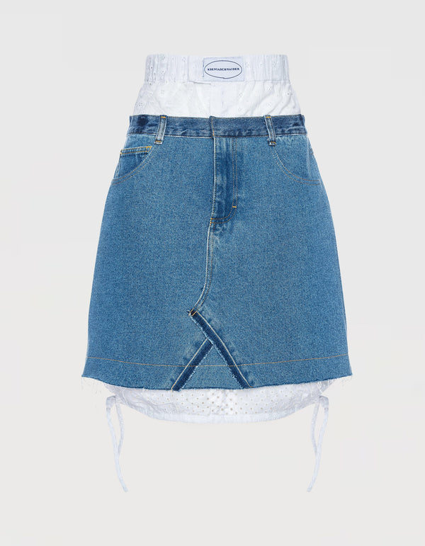 Ksenia Schnaider 2 In 1 Boxer Skirt With Broderie Detail