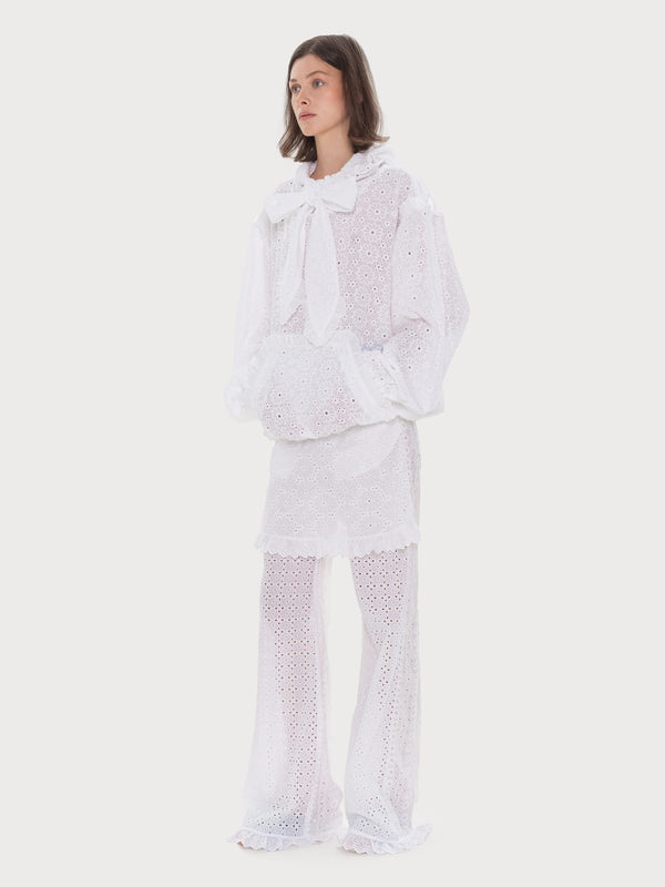 Ksenia Schnaider Broderie Anglaise Hoodie With Bow Detail