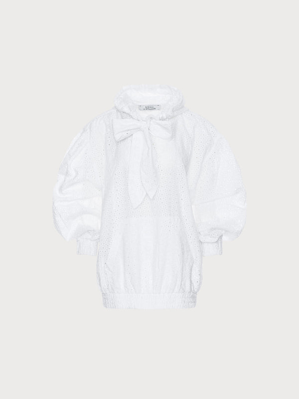 Ksenia Schnaider Broderie Anglaise Hoodie With Bow Detail