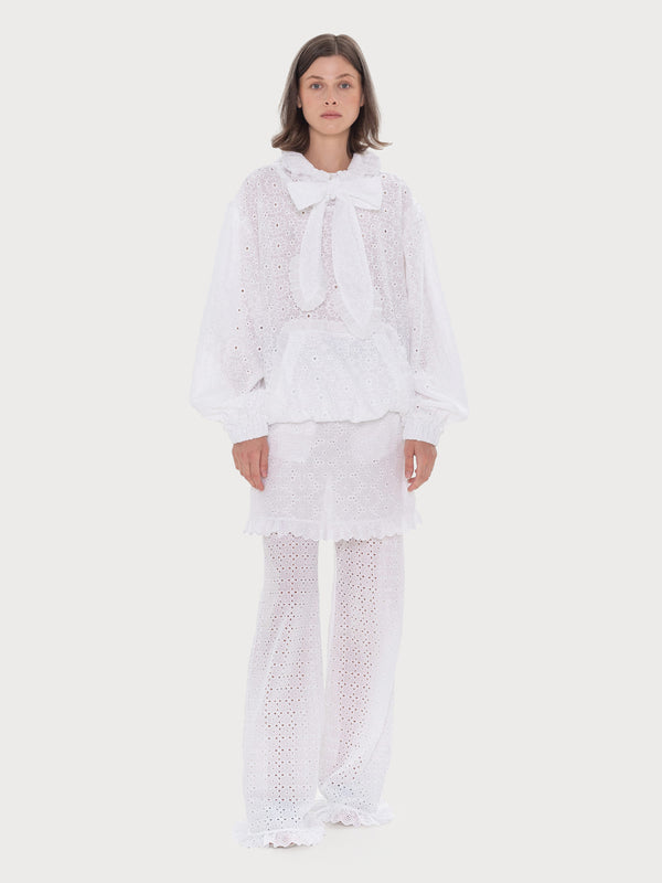 ksenia schnaider Broderie Anglaise Hoodie with Bow Detail