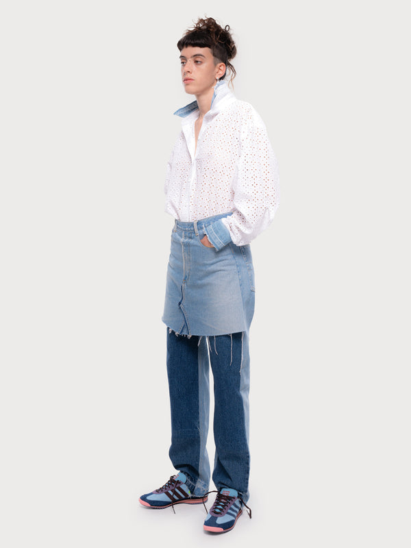 ksenia schnaider Broderie Anglaise Shirt with Denim Detail