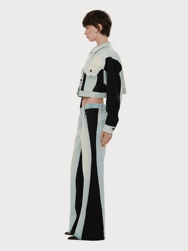 Ksenia Schnaider Denim Jacket With Contrast Black Details