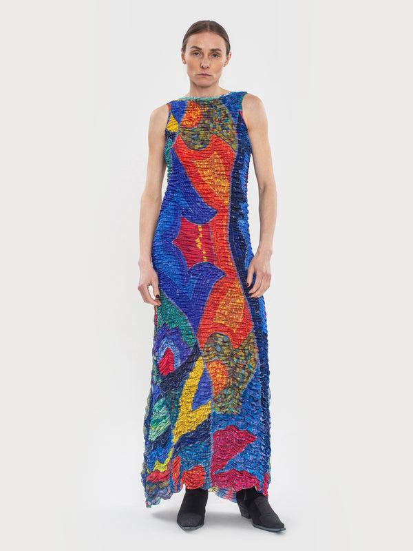 ksenia schnaider Draped Mosaic Mesh Sleeveless Maxi Dress
