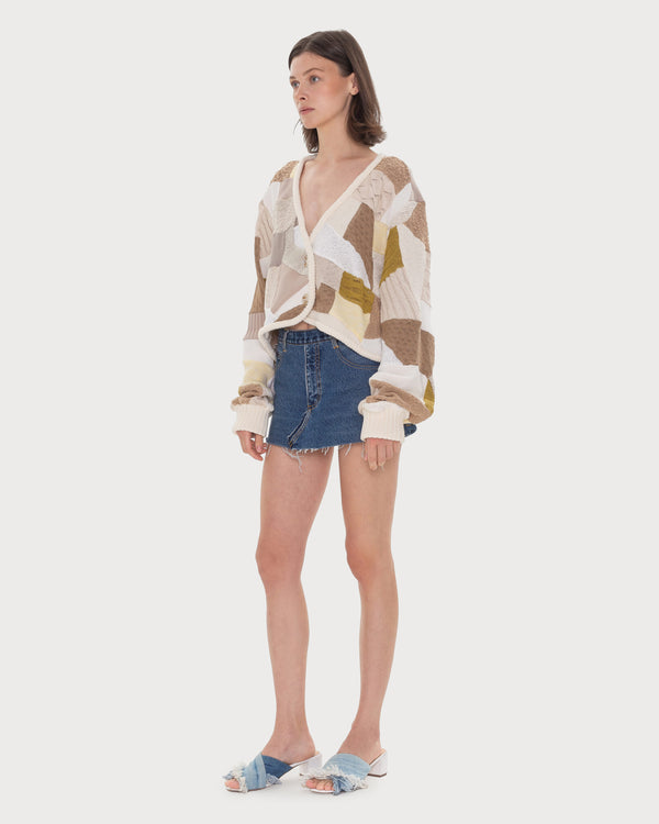 Ksenia Schnaider Cropped Patchwork Cardigan