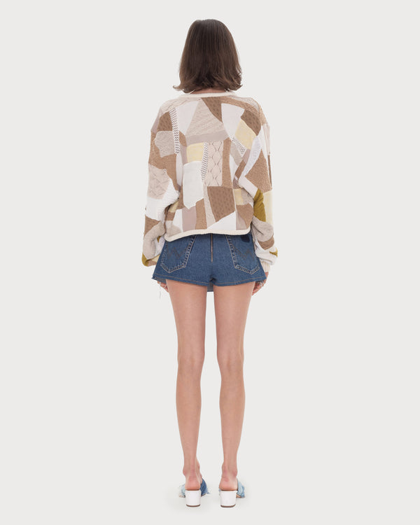 Ksenia Schnaider Cropped Patchwork Cardigan