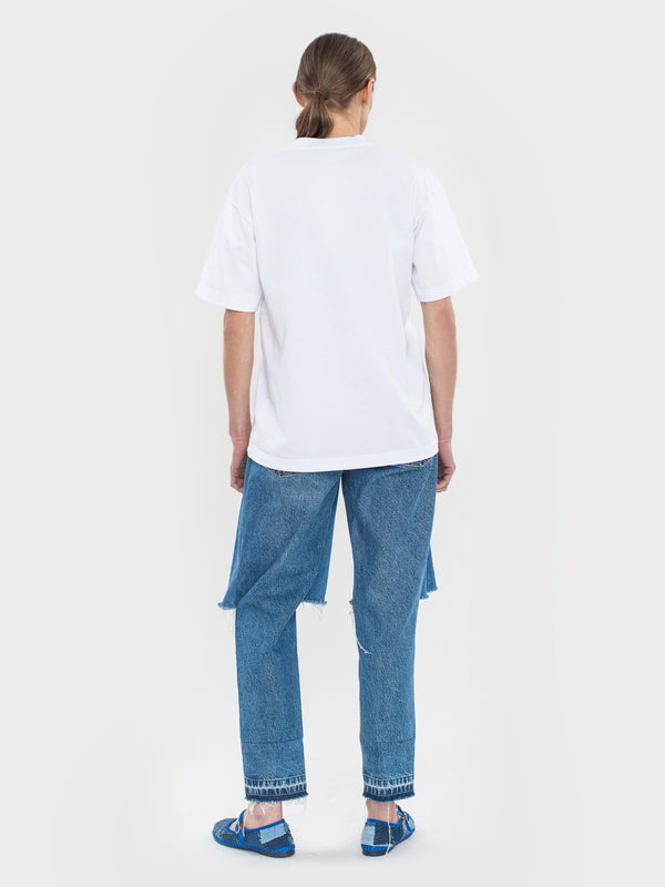 Ksenia Schnaider Demi-Denim Logo White T-shirt