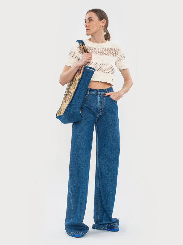 Ksenia Schnaider Denim Floral Tote Bag