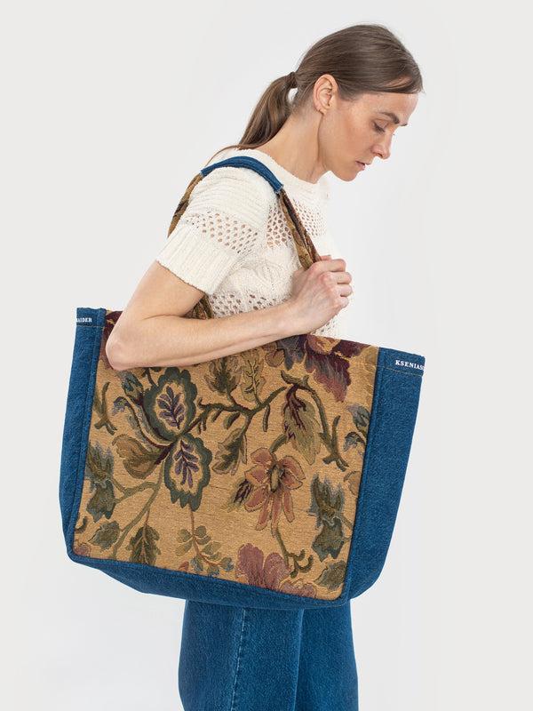 ksenia schnaider Denim Floral Tote Bag