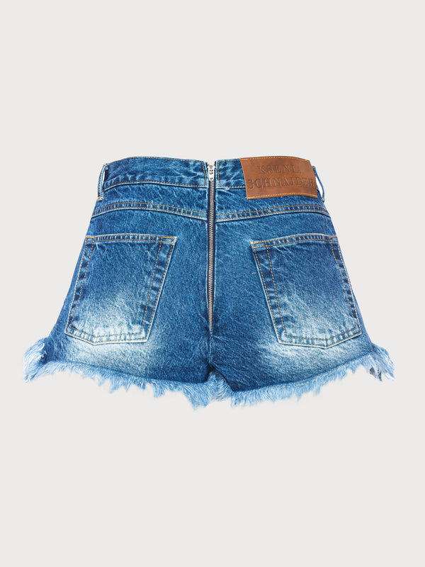 Ksenia Schnaider Denim Fringed Skort