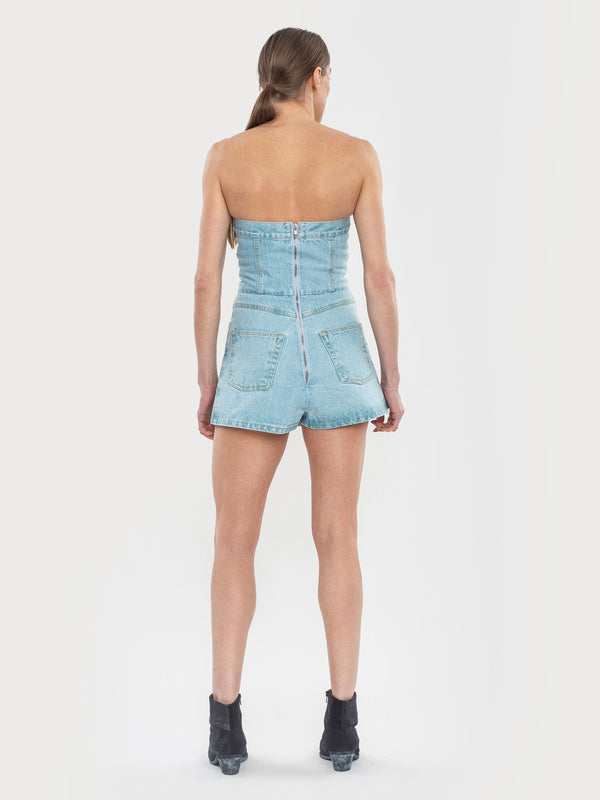 Ksenia Schnaider Denim Shortall With Skirt Detail