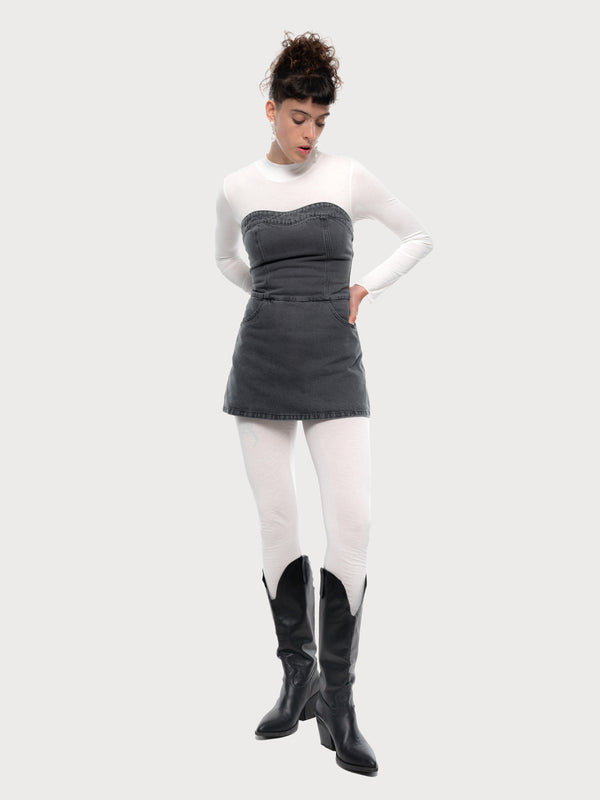 ksenia schnaider Denim Shortall with Skirt Detail