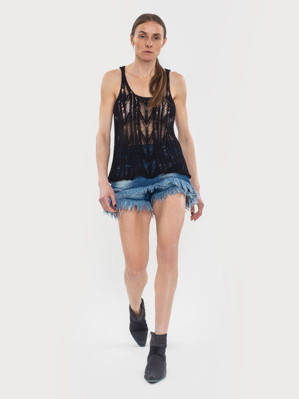 ksenia schnaider Distressed Knitted Tank Top