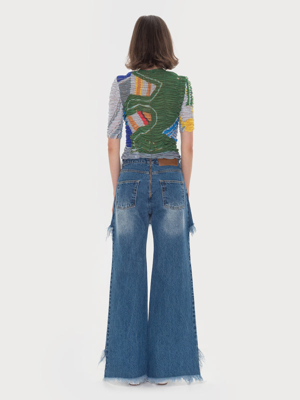 Ksenia Schnaider Draped Mosaic Mesh Crop Top