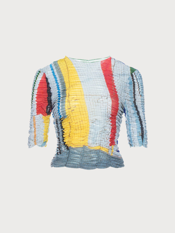 Ksenia Schnaider Draped Mosaic Mesh Crop Top