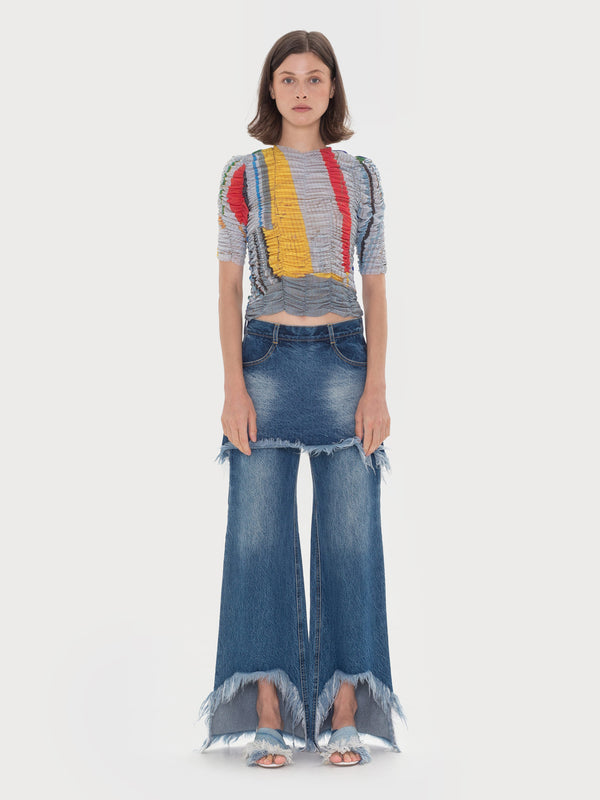 ksenia schnaider Draped Mosaic Mesh Crop Top