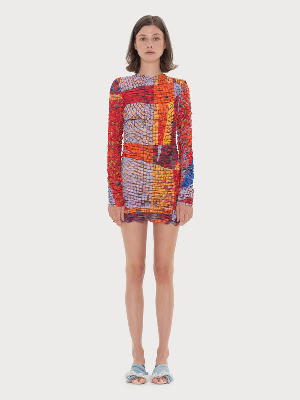 ksenia schnaider Draped Mosaic Mesh Dress