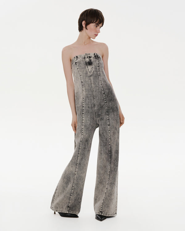 Ksenia Schnaider Grey Acid Wash Denim Overall