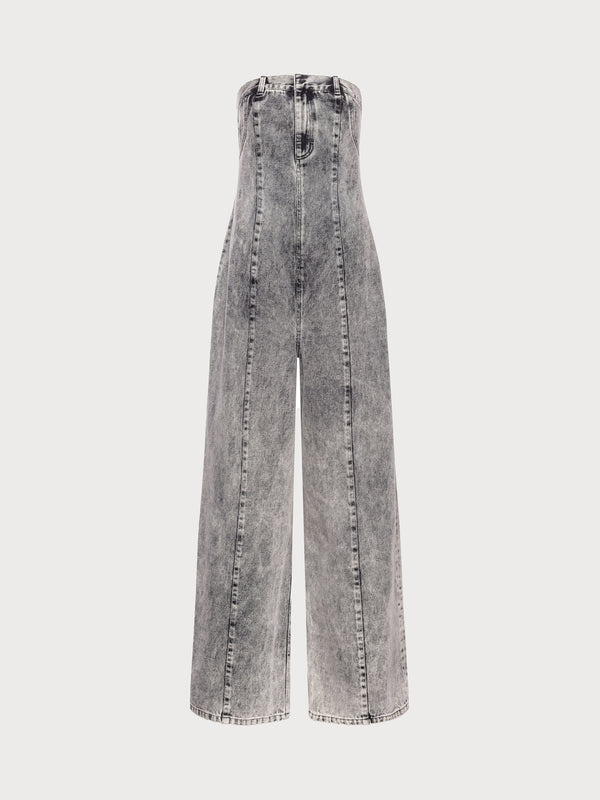Ksenia Schnaider Grey Acid Wash Denim Overall