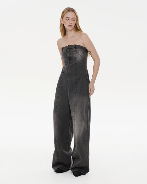 Ksenia Schnaider Grey Denim Overall With Rust Wash