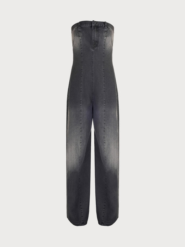 Ksenia Schnaider Grey Denim Overall With Rust Wash