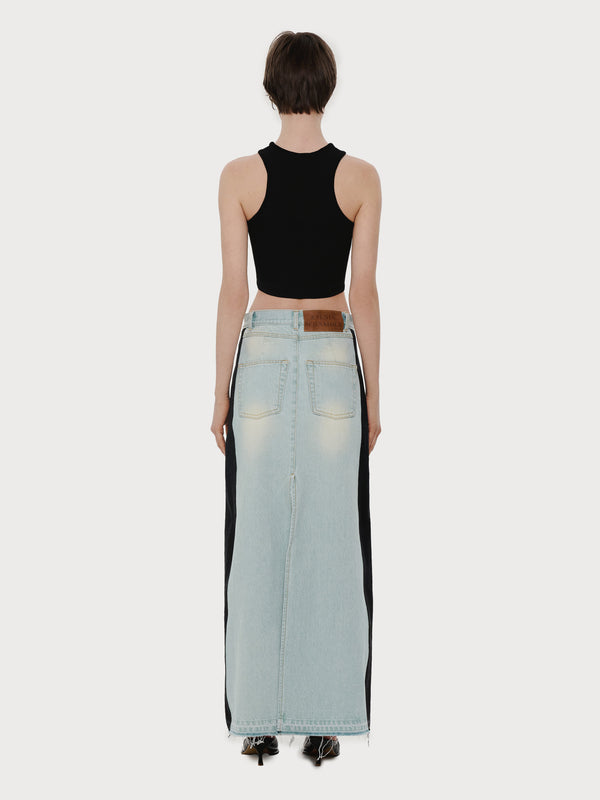 Ksenia Schnaider Long Denim Skirt With Black Sides
