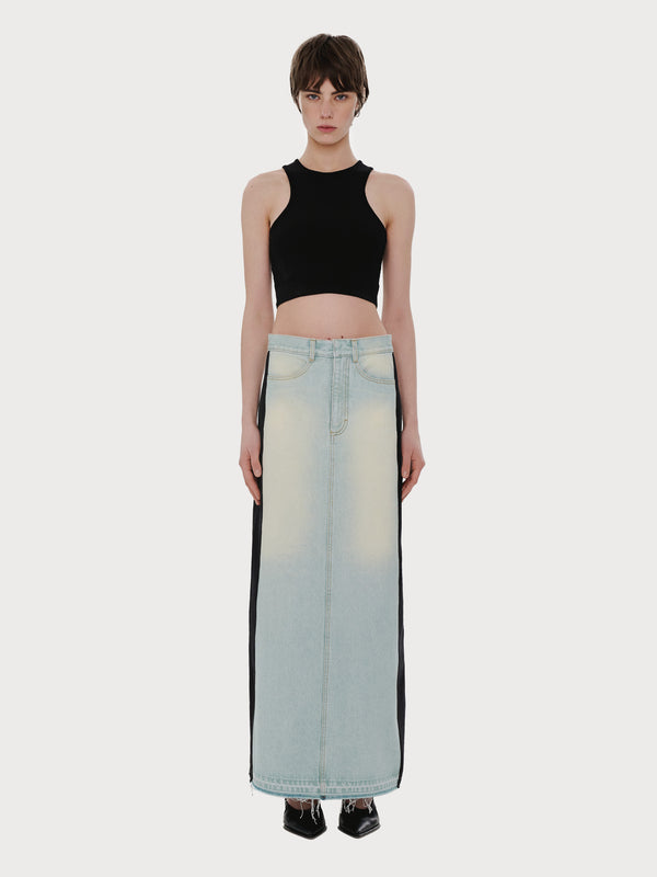 ksenia schnaider Long Denim Skirt with Black Sides
