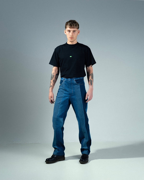 Ksenia Schnaider Men's Patchwork Striped Jeans