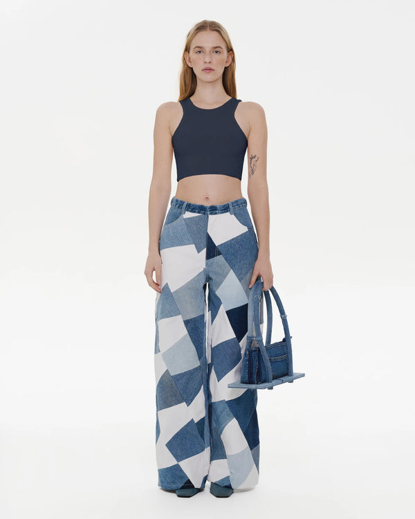 ksenia schnaider Navy Blue Crop Top