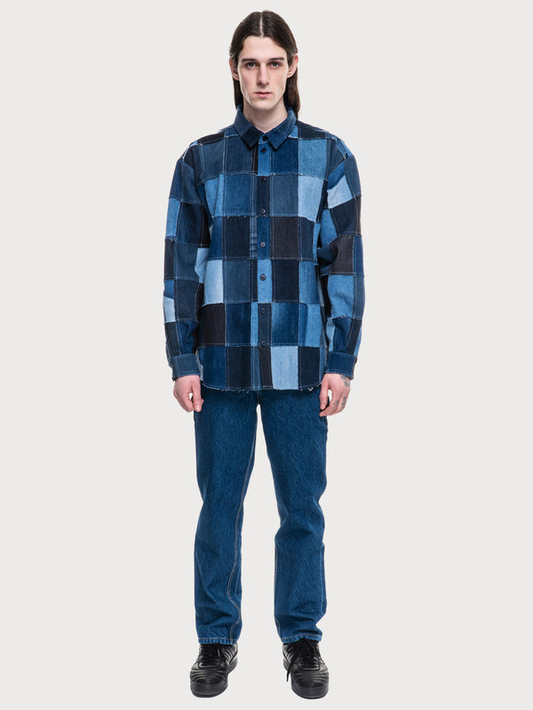 Ksenia Schnaider Patchwork Blue Shirt