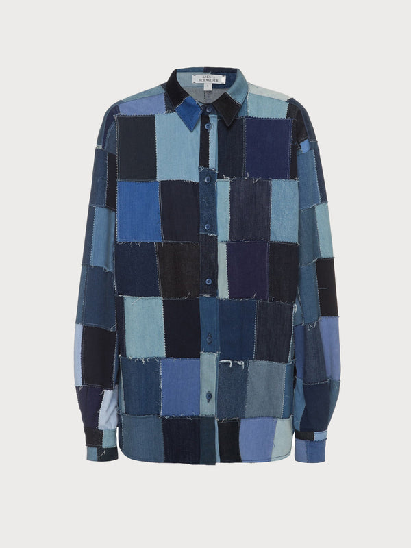 ksenia schnaider Patchwork Blue Shirt