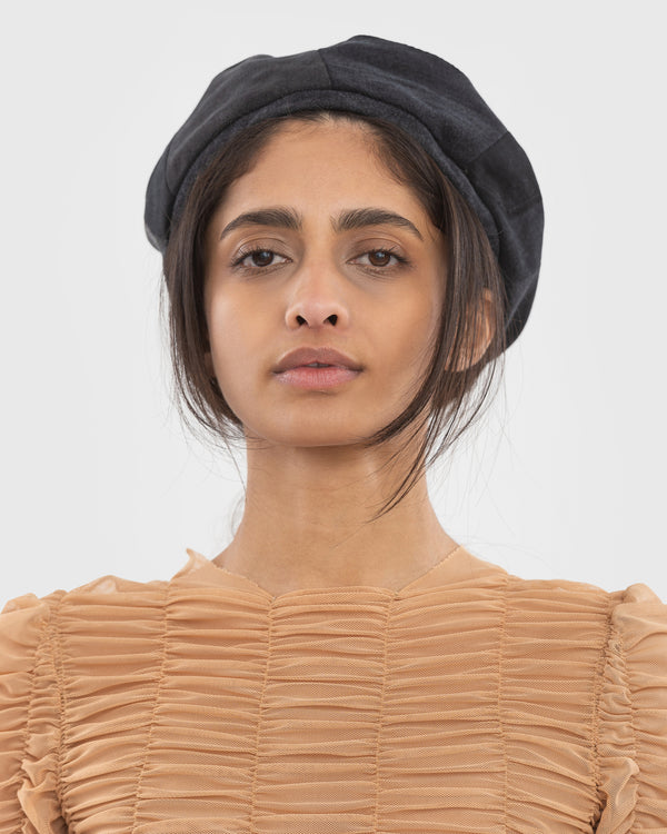 Ksenia Schnaider Reworked Mixed Black Beret