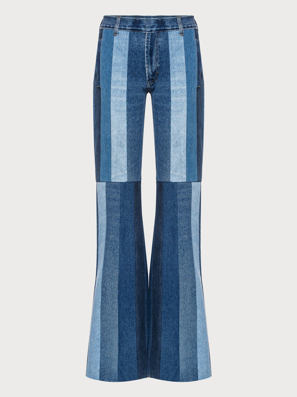 Ksenia Schnaider Reworked Striped Flared Jeans